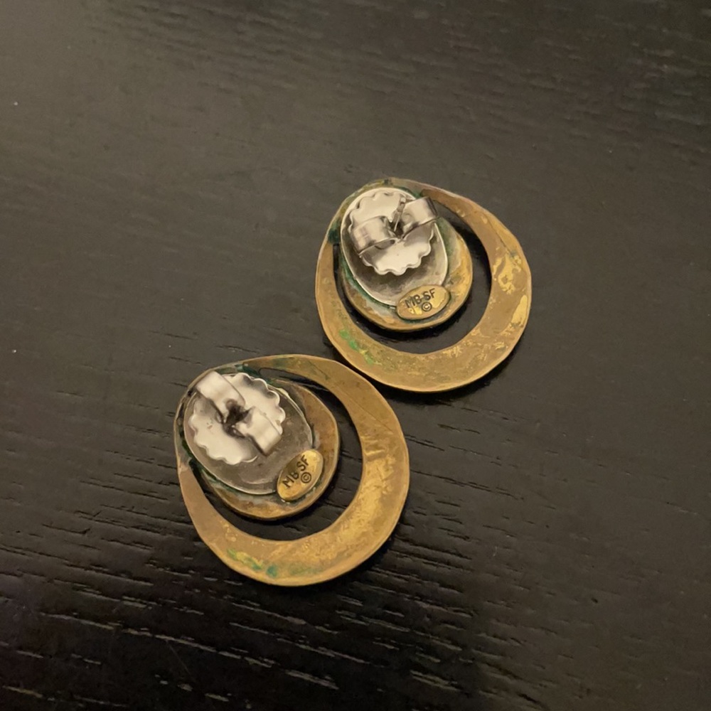 Marjorie Baer Vintage Brass and Silver Earrings - Picture 3 of 4